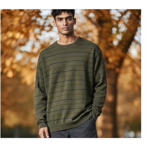 Jos A. Bank Sweater Striped Traditional Fit 2X Cotton Wool Blend Academia Preppy - Picture 1 of 9